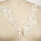 Ivory and Silver Beaded Appliques 10" Floral Lace Pair for Bridal Gown or Dance Costume